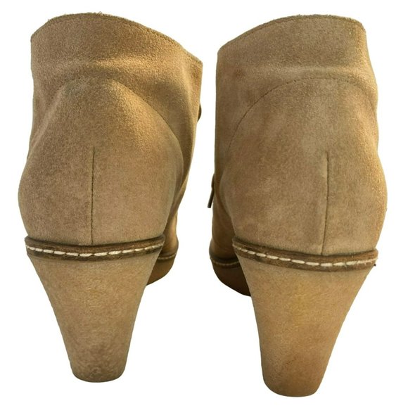 J.Crew Tan Suede Leather Bootie Size 8 Wedge MacAlister Desert Ankle Boot Italy - Picture 4 of 8